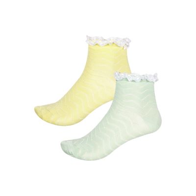 Girls yellow green zig zag socks pack